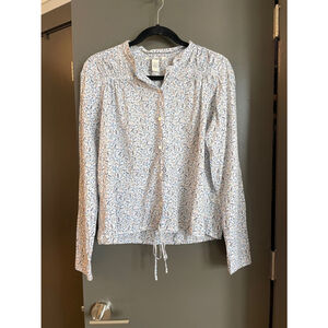 Women's Lucky Brand White & Blue Floral Blouse